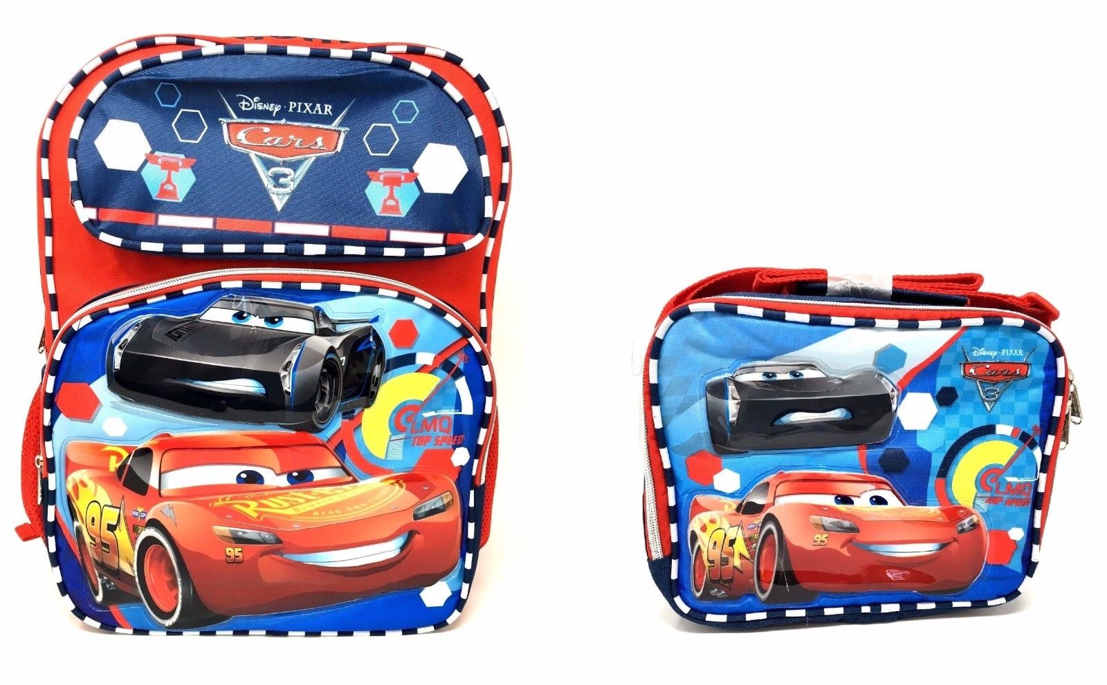 Disney Cars 3 Boys 16" Canvas Blue& Red School Backpack with Lunch Bag - image 1 of 1