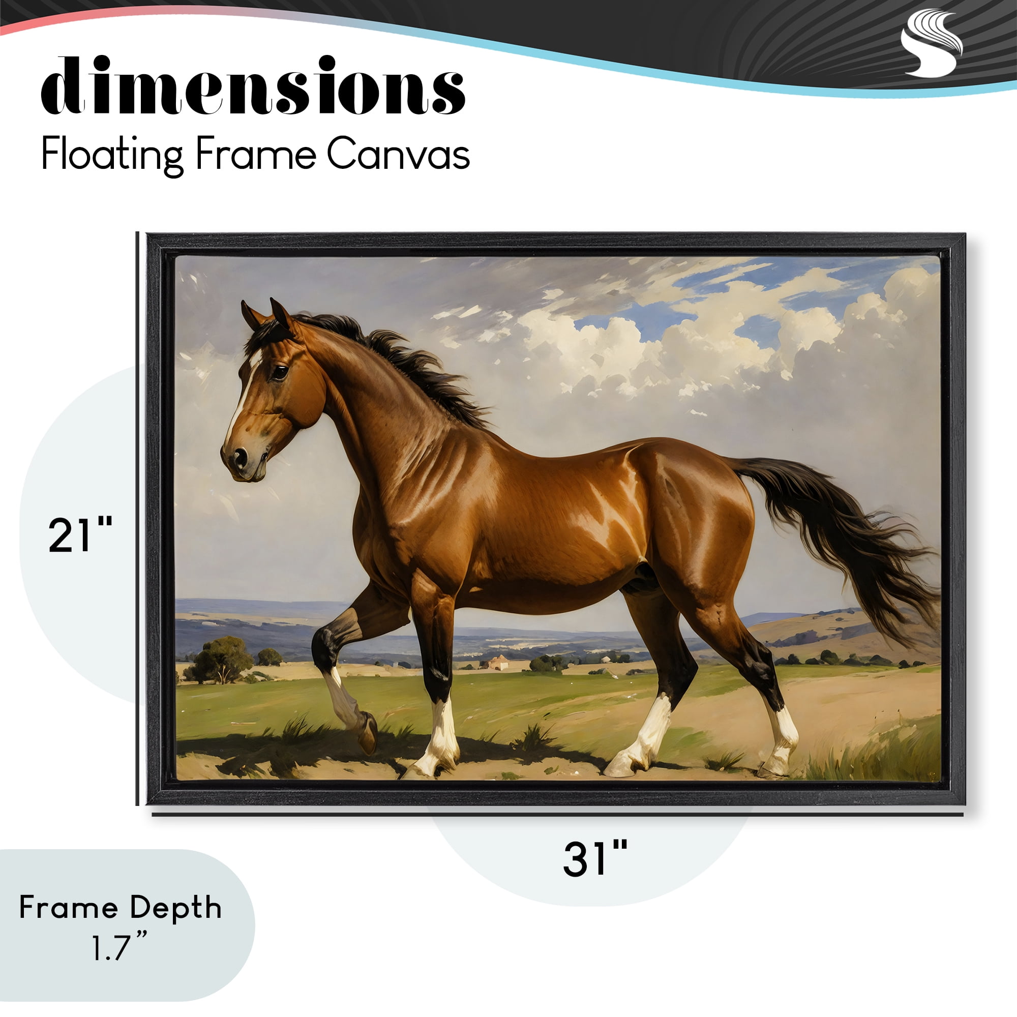 Stupell Industries Trotting Horse in Field Black Framed Floater Canvas Wall Art, design by Creative Studio