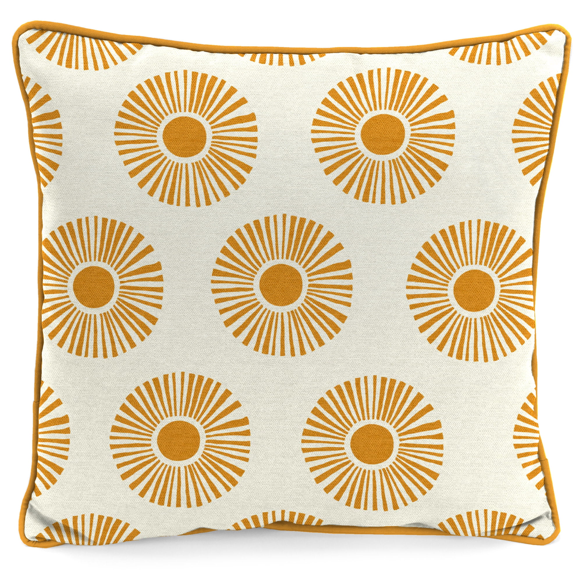 Jordan Manufacturing 16" x 16" Good Vibes Only Orange Novelty and Medallion Reversible Square Outdoor Throw Pillow (2 Pack)