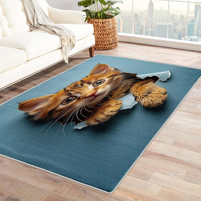Cat Area Rugs for Bedroom Living Room - 5x8 ft - Cute Carpet for Home Decor - Cute Patterned Decorative Indoor Large Rug - Washable & Soft & Non Slip & Low Pile (ZL&029)