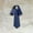 Navy blue-, variant on Women New Ribbon Bow Tie Beauty Head Bow Brooch Blouse Collar Pin Brooch Bowk-Red-