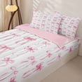 thumbnail image 3 of Manfei Girly Bow Zipper Twin Comforter Sets with Fitted Sheet and 2 Pillowcases For Kids,Pink Ribbon Bowknot Zipper Bedding Set,Pink Reversible,4-Piece, 3 of 7