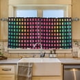 thumbnail image 2 of Yayeee Kitchen Curtains Tier Set of 2 Light Filtering 57"x24" Over Sink Window Panels, Pink Block Pattern, 2 of 7