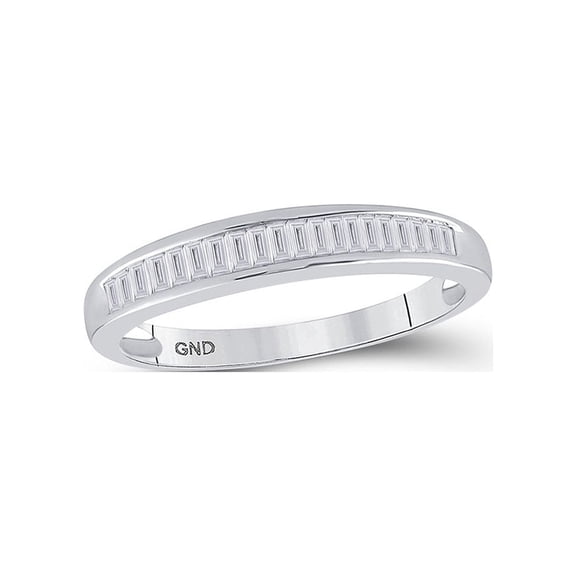 FB Jewels Sterling Silver Womens Baguette Diamond Wedding Band 1/4 Cttw