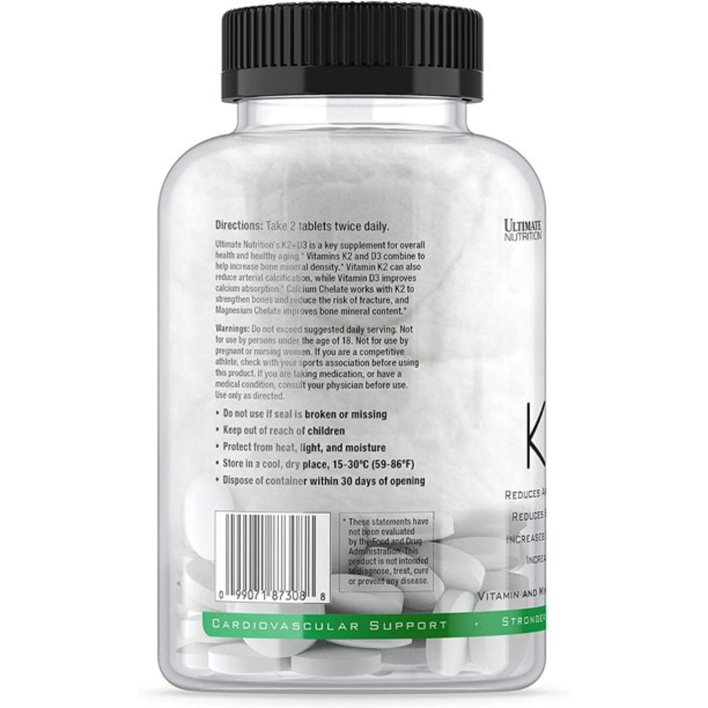 Ultimate Nutrition Vitamin K2 + D3 Vitality Series Mineral Supplement-120 tablets