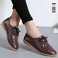 thumbnail image 4 of Xinyolin Vintage Women Faux Leather Shoes Round Closed Toe Lace-up Anti Skid Loafers, 4 of 8