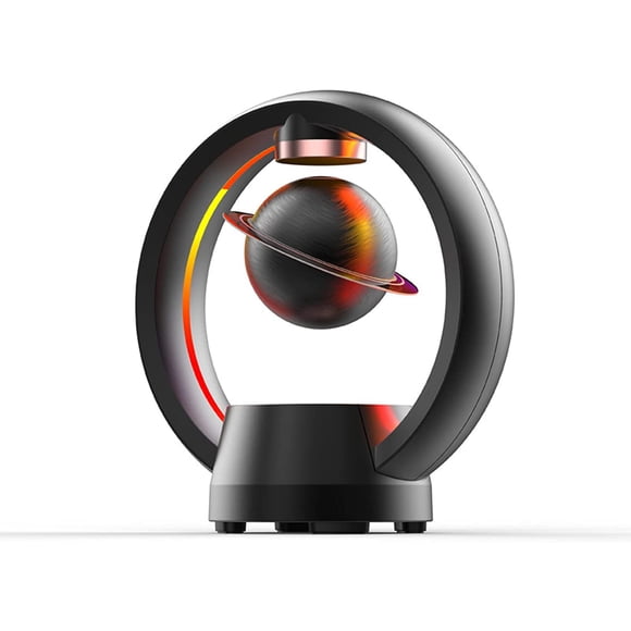 Magnetic Levitating Speaker, Portable Wireless 360 Rotating Bluetooth Speaker, Surround Sound Speaker with Night Lights, Easy To Install,Carry. Fits for Car Ornament,Home, PC, Smartphone ,Black
