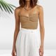 thumbnail image 1 of Blusas Y2K Top plisado Bandeau para mujer, jersey de punto sin mangas, ropa de discoteca Hotsweet de Color sólido Cgtredaw Caqui M para Mujer, 1 of 1