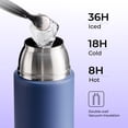 thumbnail image 2 of CAROTE 2-Pack Insulated Water Bottles with One-Click Lids, Stainless Steel Interiors, Built-In Infusers and Carry Loops for Gym, Travel and Daily Use, Blue and Purple, 2 of 9