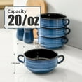 thumbnail image 2 of 20oz Blue Ceramic Soup Bowls with Handles, Stackable Set of 4 for Chili, Stew, Cereal, Microwave & Dishwasher Safe, 2 of 6