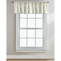 CHF Morocco Indoor Light Filtering Polyester Rod Pocket Valance, Ivory, Blue, 50" x 16", Adult