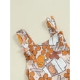 thumbnail image 6 of Suealasg Toddler Girl Overalls Sleeveless Square Neck Pumpkin Ghost Print Jumpsuit Pants 6M 1T 2T 3T 4T Little Girls Halloween Flare Pants, 6 of 7