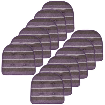 

Sweet Home Collection Bradford Striped U Shaped Memory Foam Non Slip Chair Pad - Purple 12 Pack