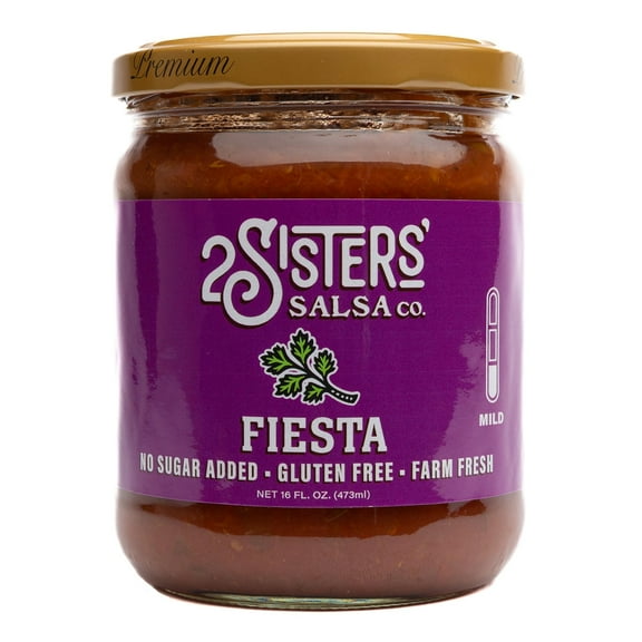 2 Sisters' Salsa Fiesta Salsa, Mild, No Sugar Added, 16 fl oz