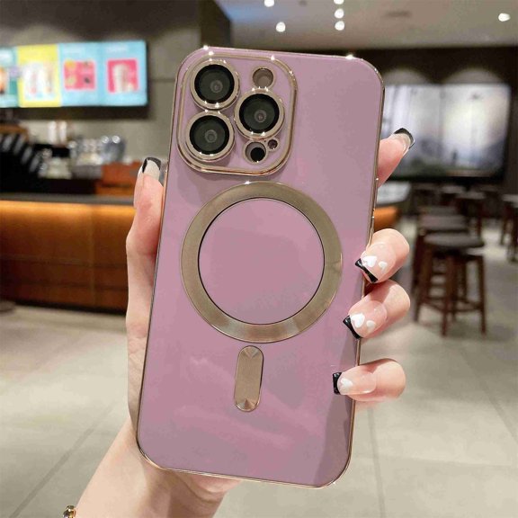 Cover for iPhone 11, Compatible with MagSafe Case,Slim Shockproof Full Cover Lens Protector Anti-Scratch Lightweight Plating Back Cover , purple