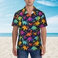 thumbnail image 4 of Lsque Colorful Dinosaur pattern Hawaiian Shirt for Men, Unisex Summer Beach Casual Short Sleeve Button Down Shirts-Large, 4 of 9
