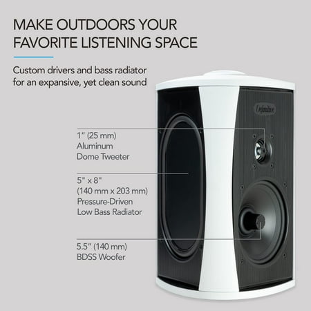 Definitive Technology - AW5500 Outdoor Speaker - 5.25-inch Woofer | 175 Watts | Built for Extreme Weather (Each) - White