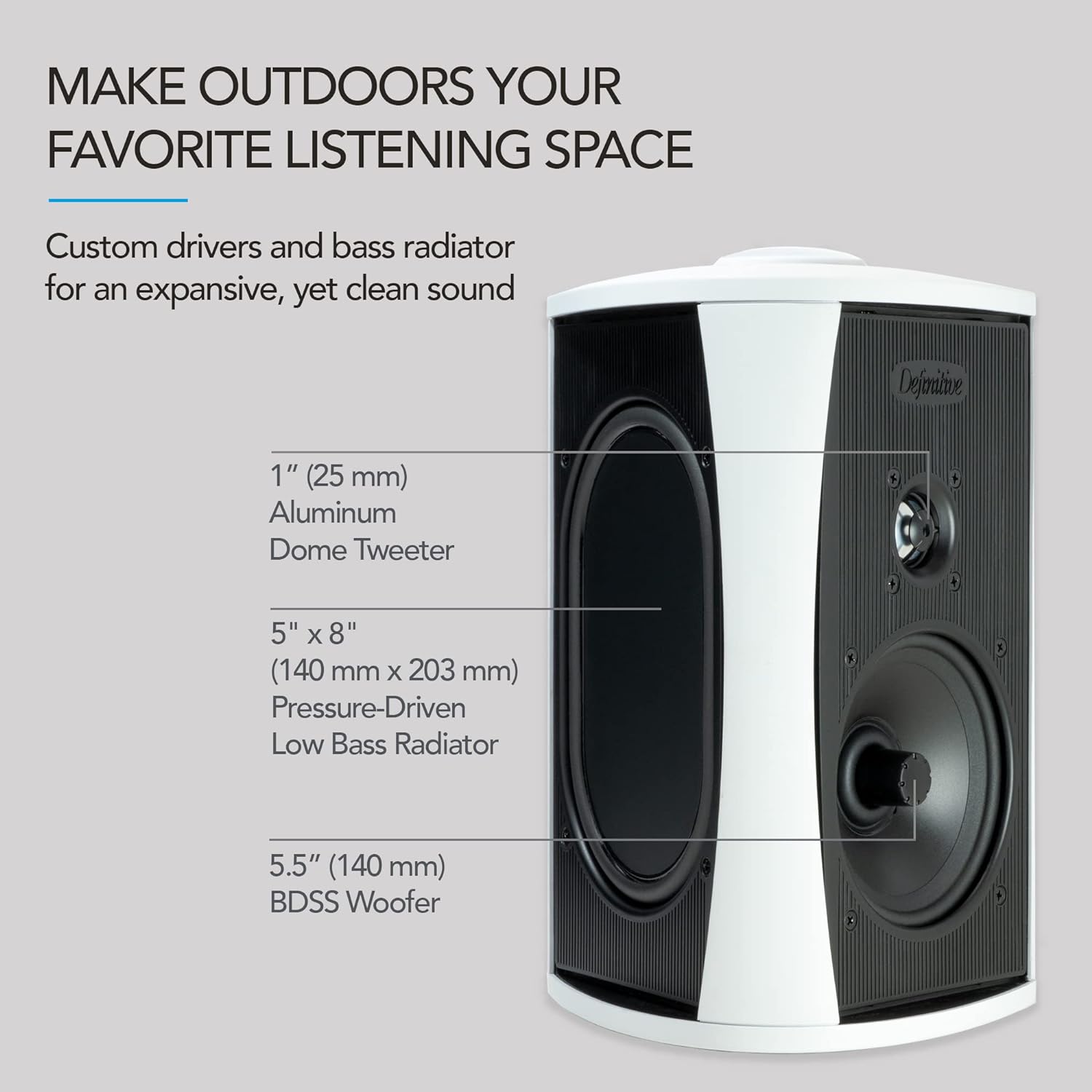 Definitive Technology AW 5500 Outdoor Speaker (Single, White) - image 4 of 8