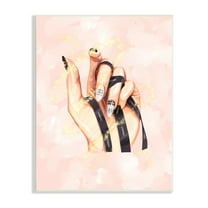 Stupell Industries Glam Nail Polish Hand Fashion Style Stars Wood Wall Art, 13 x 19, Design by Ziwei Li