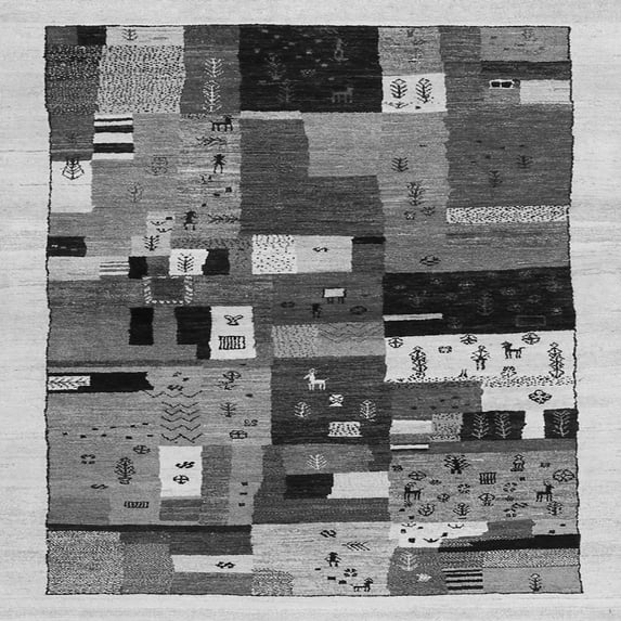 Ahgly Company Indoor Square Abstract Gray Contemporary Area Rugs, 5' Square