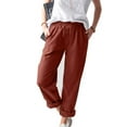 thumbnail image 4 of Red Womens Sweatpants Women's Straight Pants Elastic Waist Casual Trousers Pants with Pockets Casual Pants Women, 4 of 6