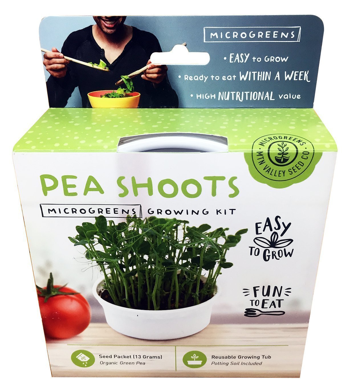 Mini Microgreens Growing Kit - Pea Shoots - Grow Your Own Organic Gourmet Micro Greens Indoors: Salad, Sandwich & Garnish - Easy & Fun - Great Gift or Stocking Stuffer - image 1 of 3