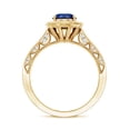 thumbnail image 2 of Rosec Jewels Vintage Inspired Ring for Women - Created Blue Sapphire Ring with Diamond Halo, 18K Yellow Gold, US 7.00, 2 of 8