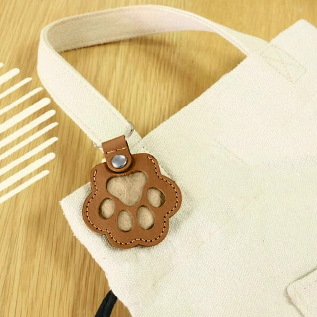 Btomtd Dog Storage Keychain Cute Leather Paw Keychain Pet Hair Keepsake Keyring Unique Memorial Collection Keychain Pet Memorial Gifts For Bag Purse Paw Key, Khaki