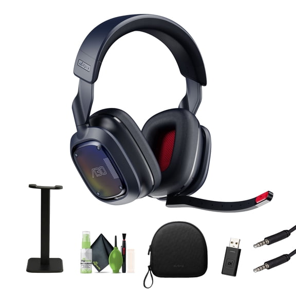 ASTRO Gaming A30 Wireless Gaming Headset for PS5, PS4, Nintendo Switch, PC, Android, Bluetooth, 3D Audio Compatible, Detachable Boom Microphone, Bundle with Headphon Stand + More (Blue)