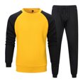 thumbnail image 2 of 2024 End-of-year Clearance! Men's 2 Piece Sweatsuits Outfits Casual Colorblock Crewneck Pullover Sweatshirt Joggers Sweatpants Set Tracksuit - Yellow, 2 of 8