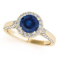 thumbnail image 2 of Aonejewelry 1.35 Ct. Halo Sapphire and Diamond Engagement Ring Crafted In 14k Solid Yellow Gold (A+ , I2-I3), 2 of 2