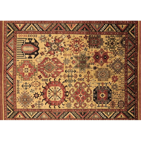Ahgly Company Indoor Rectangle Oriental Brown Industrial Area Rugs, 8' x 10'
