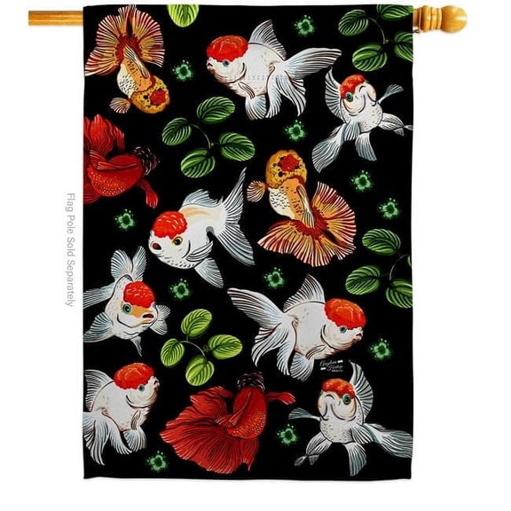 Angeleno Heritage H137628-BO Oranda Pond Animals Sea Creature 28 x 40 in. Double-Sided Decorative Vertical House Flags for Decoration Banner Garden Yard Gift