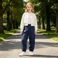 thumbnail image 2 of CONROSES Girls Baggy Cargo Pants Wide Leg Hiking Pants for Girls Trendy Solid Elastic Waist Outdoor Jogger Pants With Pockets, 2 of 9