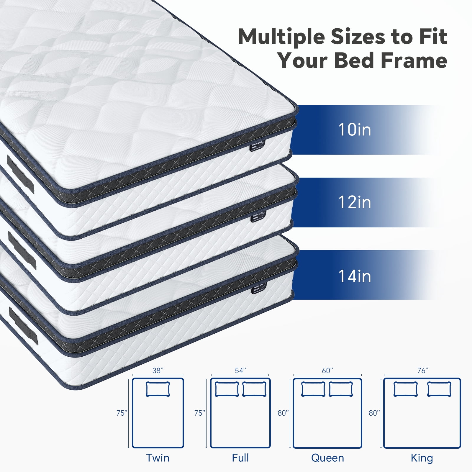Bezzze 12 inch Queen Size Mattress, Hybrid Mattress in a Box, Individually Pocket Springs & Breathable Memory Foam, Medium Firm, CertiPUR-US Certified