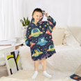 thumbnail image 6 of FORMRS Wearable Blanket Hoodie with Sleeves for Kids Cozy Flannel Sweatshirt, Cartoon Space Cat, 6 of 7
