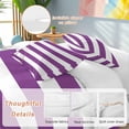 thumbnail image 3 of Purple Stripes Bedding 3 Piece Duvet Cover Set Full Size, Simple Purple White Texture Soft Microfiber Comforter Cover with Zipper Closure & Pillowcases, Wrinkle & FadeResistant Quilt Cover, 3 of 9