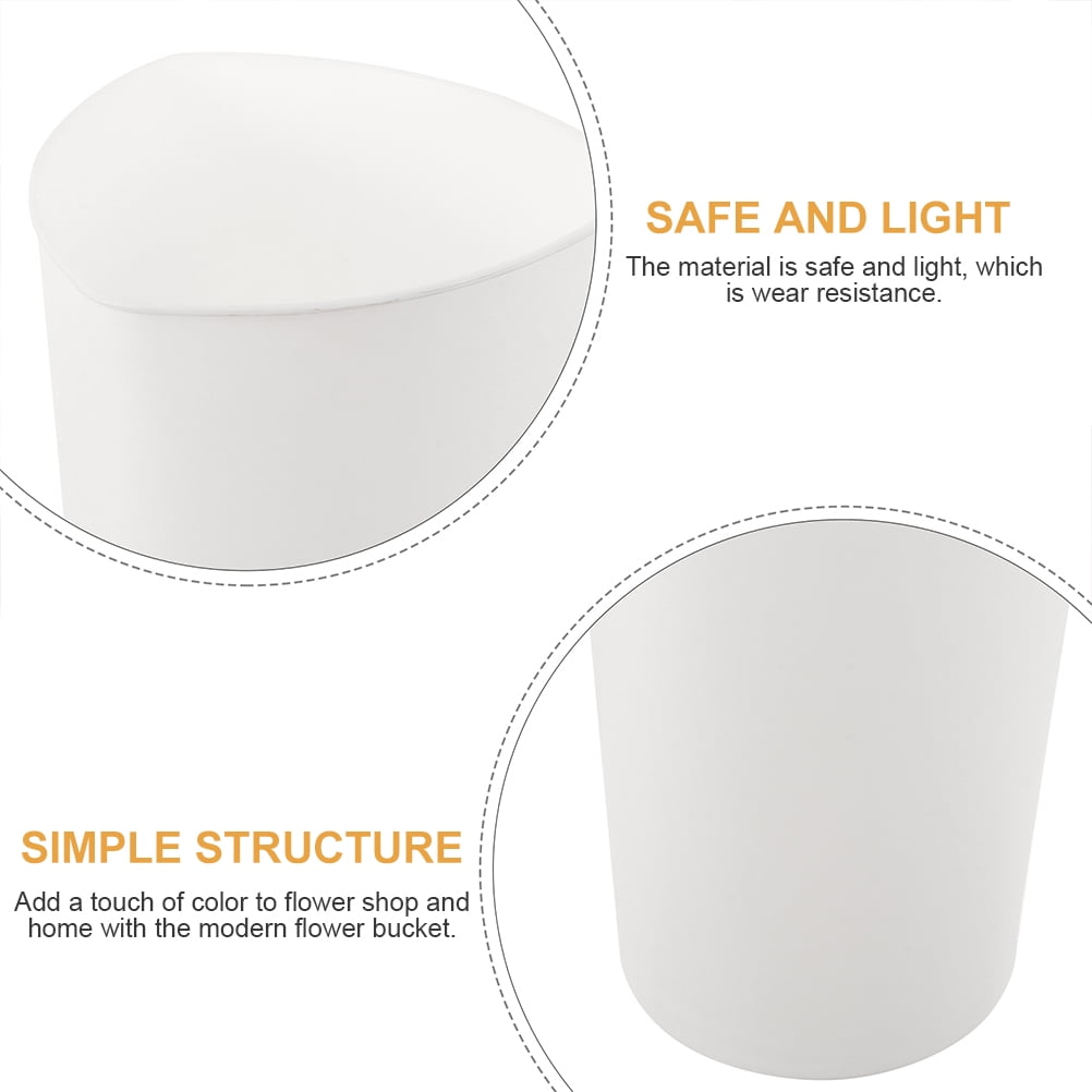 BESTYASH White Reusable Plastic Flower Bucket - Lightweight, Floral Holder for Arrangements and Storage