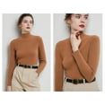 thumbnail image 3 of Womens Knit Mock Turtle Neck Wool Stretch Long Sleeve Pullover Sweater, 3 of 4