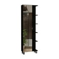 thumbnail image 5 of Tuhome Furniture Urano 62" Linen Cabinet with Open Storage and Mirror in Black, 5 of 12