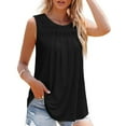 thumbnail image 2 of WAYUTE Womens Tank Tops Solid Color Soft Comfort Summer Flowy Crew Neck Sleeveless Blouse for Ruched Loose Long Vest Top, 2 of 7