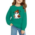 thumbnail image 2 of Chandail à Col Rond à Manches Longues pour Enfants, Décontracté et Tendance, Imprimé 2D d'Halloween, Vert, 2 of 6