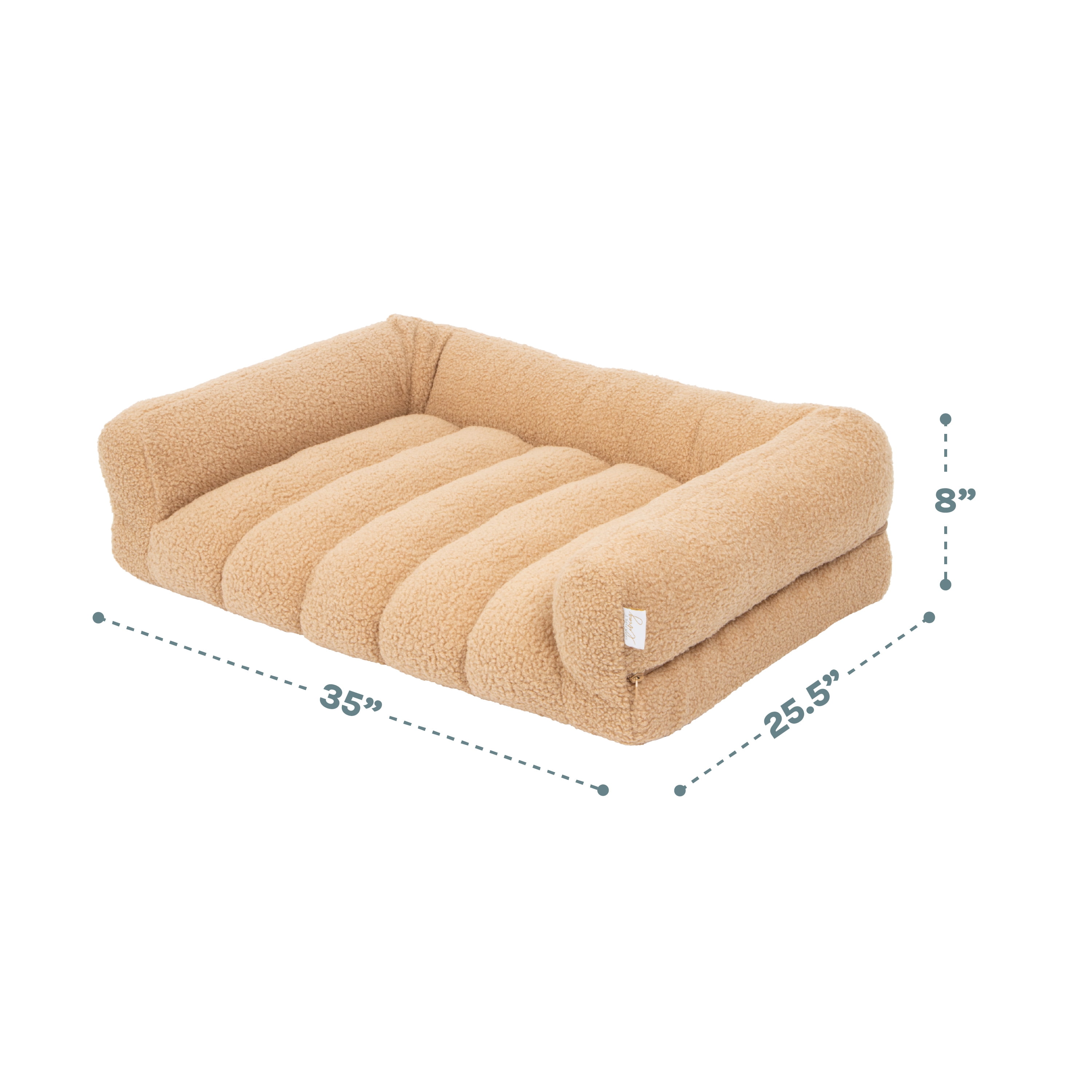SportPet Designs Quilted Sherpa Sofa-Style Pet Bed Lounger, Brown, Large, 35 in x 25.5 in x 8 in