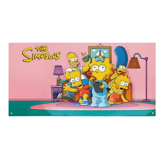 The Simpsons-Theme Backdrops Banner Birthday Party Decor Supplies Personalized Party Backdrop Decoration,5x3ft（150x90cm）
