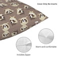 thumbnail image 3 of Yiaed Raccoon Print Pillow Covers Super Soft Decorative Square Throw Pillow Covers Case Cushion Covers for Sofa Couch Bedroom Car Decor（No pillow core）-22"x22", 3 of 7