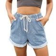 thumbnail image 1 of Aayomet Women's Ripped High Waisted Stretchy Denim Shorts, BU1, S, 1 of 5