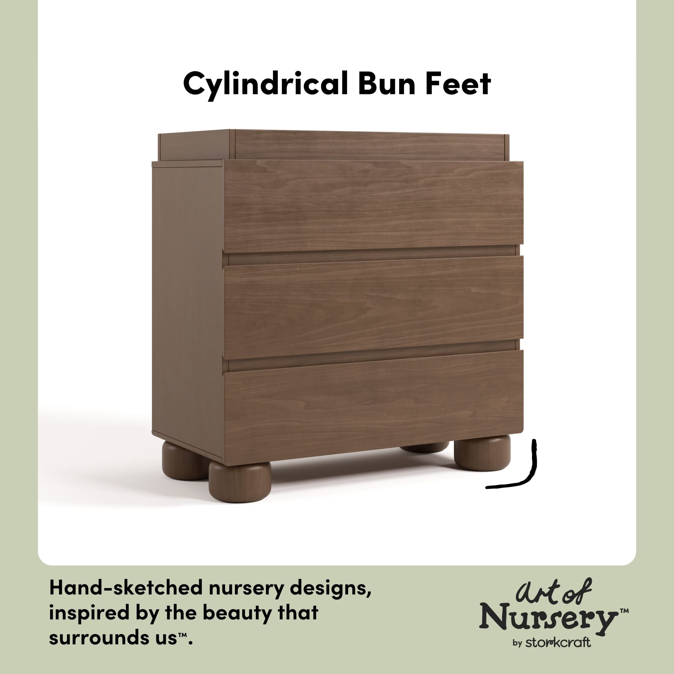 Art of Nursery by Storkcraft Sorrento 3 Drawer Chest with Changing Topper - Hazelnut