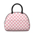 thumbnail image 2 of Pink and White Checkered Pattern Insulated Lunch Bag,Leakproof Large Capacity Lunch Box for Work,Picnic or Travel,11.4 X 6.7 X 8.3 Inches, 2 of 6