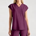 thumbnail image 4 of LNZGNM 2026 Women Tops V Neck Cap Sleeve T Shirts Medical Short Sleeve Caregiver Uniform with Pocket, Dark Purple, 2XL, 4 of 4