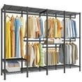 thumbnail image 4 of Enhomee 76"W Heavy Duty Clothes Rack,Metal Garment Rack for Hanging Clothes,Load Capacity 990lbs,Freestanding Portable Closet Rack,Black, 4 of 9